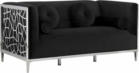 Meridian Furniture - Opal 3 Piece Living Room Set In Black - 672Black-S-3Set