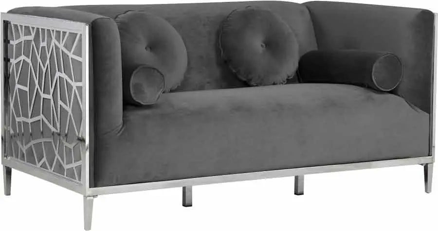 Meridian Furniture - Opal 3 Piece Living Room Set In Grey - 672Grey-S-3Set