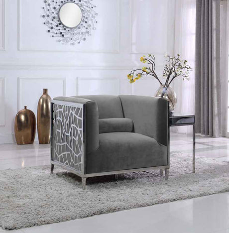 Meridian Furniture - Opal 3 Piece Living Room Set In Grey - 672Grey-S-3Set