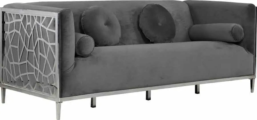 Meridian Furniture - Opal 3 Piece Living Room Set In Grey - 672Grey-S-3Set