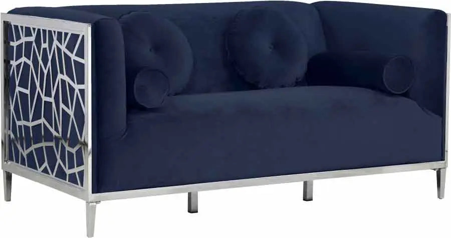 Meridian Furniture - Opal 3 Piece Living Room Set In Navy - 672Navy-S-3Set