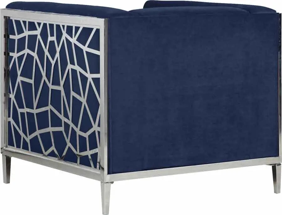 Meridian Furniture - Opal 3 Piece Living Room Set In Navy - 672Navy-S-3Set