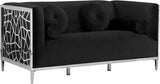 Meridian Furniture - Opal Velvet Loveseat In Black - 672Black-L