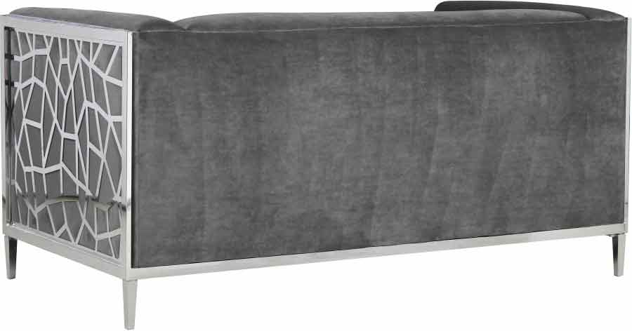 Meridian Furniture - Opal Velvet Loveseat In Grey - 672Grey-L