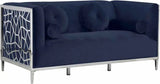 Meridian Furniture - Opal Velvet Loveseat In Navy - 672Navy-L