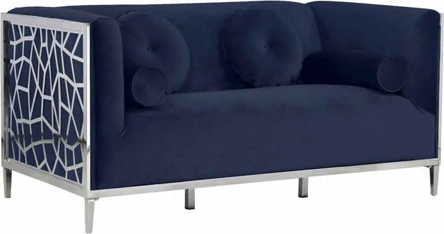 Meridian Furniture - Opal Velvet Loveseat In Navy - 672Navy-L