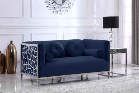 Meridian Furniture - Opal Velvet Loveseat In Navy - 672Navy-L