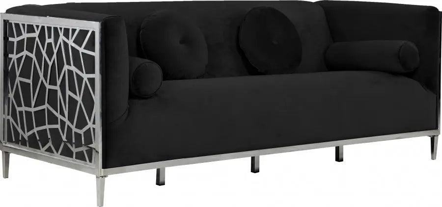 Meridian Furniture - Opal Velvet Sofa In Black - 672Black-S