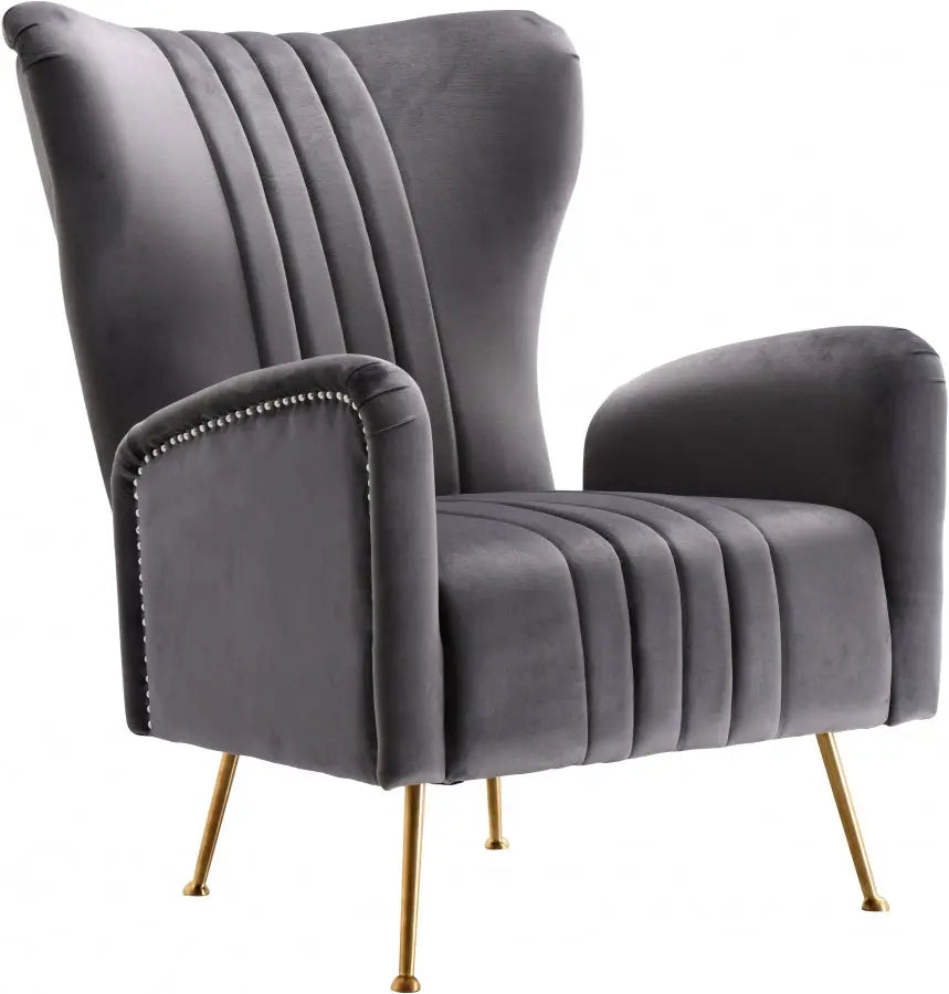 Meridian Furniture - Opera Velvet Accent Chair In Grey - 532Grey
