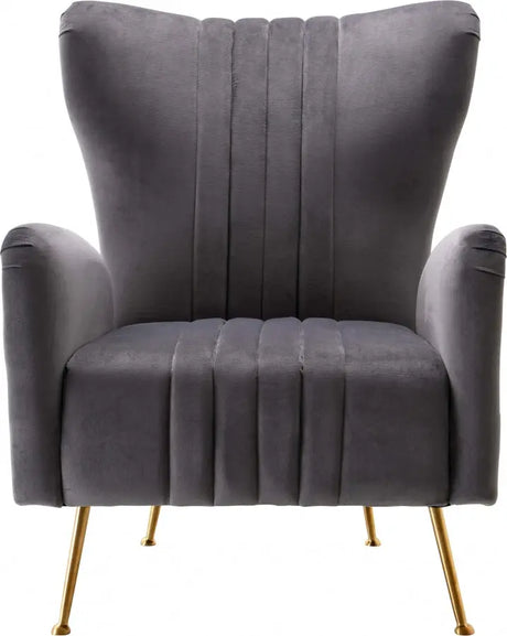 Meridian Furniture - Opera Velvet Accent Chair In Grey - 532Grey