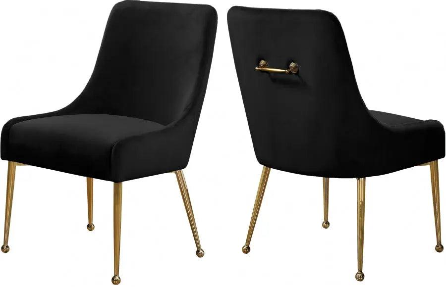 Meridian Furniture - Owen Velvet Dining Chair Set Of 2 In Black - 744Black