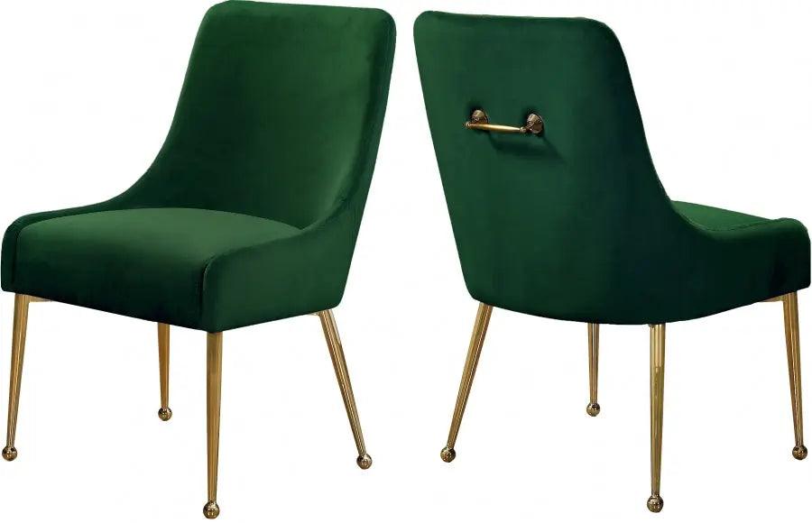 Meridian Furniture - Owen Velvet Dining Chair Set Of 2 In Green - 744Green