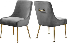 Owen Velvet Dining Chair Set Of 2 In Grey - 744Grey | Meridian