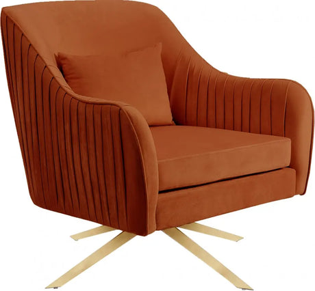 Meridian Furniture - Paloma Velvet Swivel Accent Chair In Cognac - 585Cognac