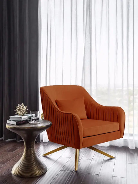 Meridian Furniture - Paloma Velvet Swivel Accent Chair In Cognac - 585Cognac