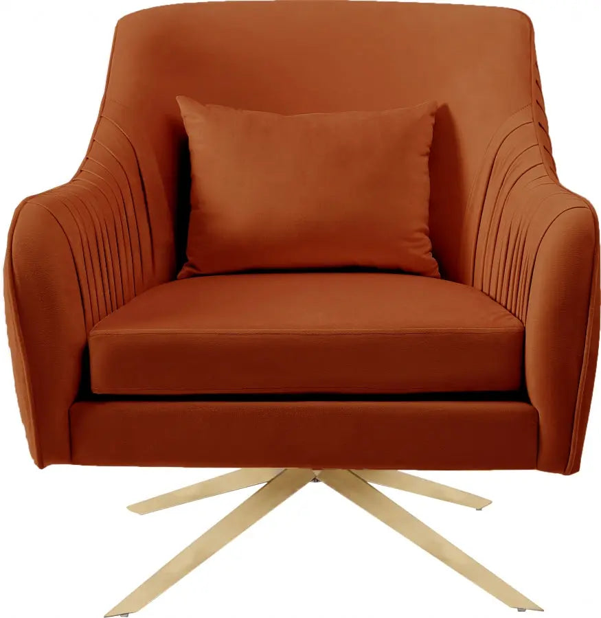 Meridian Furniture - Paloma Velvet Swivel Accent Chair In Cognac - 585Cognac