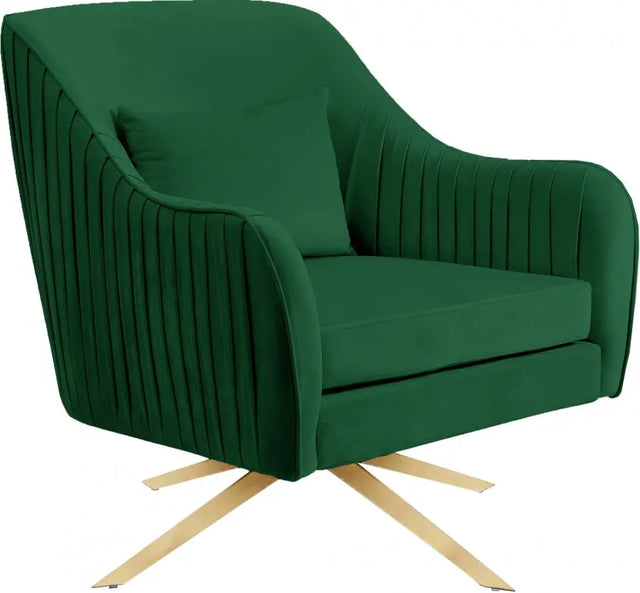 Meridian Furniture - Paloma Velvet Swivel Accent Chair In Green - 585Green