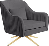 Meridian Furniture - Paloma Velvet Swivel Accent Chair In Grey - 585Grey