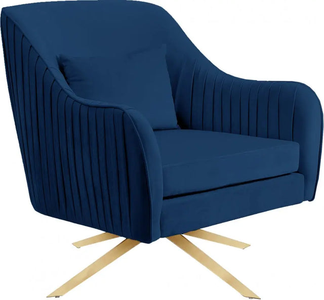 Meridian Furniture - Paloma Velvet Swivel Accent Chair In Navy - 585Navy