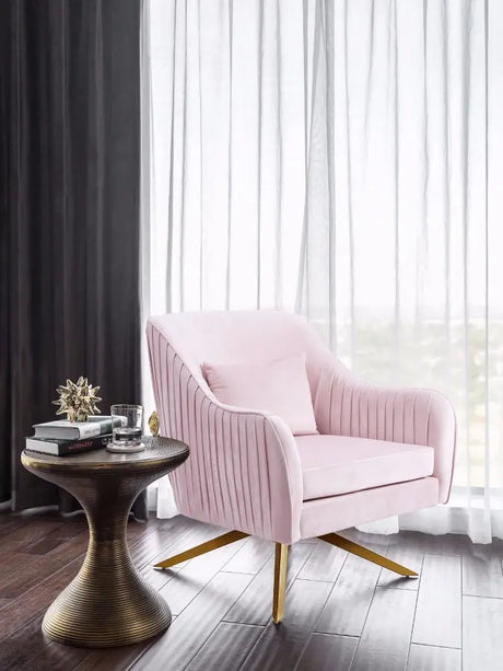 Meridian Furniture - Paloma Velvet Swivel Accent Chair In Pink - 585Pink