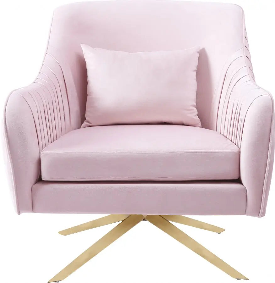 Meridian Furniture - Paloma Velvet Swivel Accent Chair In Pink - 585Pink