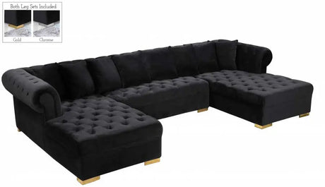 Meridian Furniture - Presley 3 Piece  Velvet Sectional In Black - 698Black-Sectional