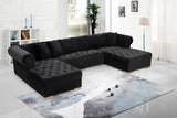 Meridian Furniture - Presley 3 Piece  Velvet Sectional In Black - 698Black-Sectional