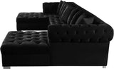 Meridian Furniture - Presley 3 Piece  Velvet Sectional In Black - 698Black-Sectional