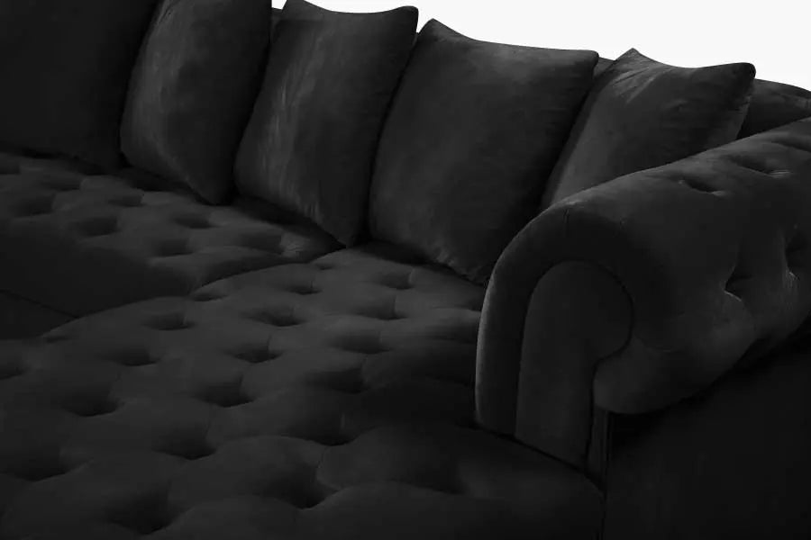 Meridian Furniture - Presley 3 Piece  Velvet Sectional In Black - 698Black-Sectional