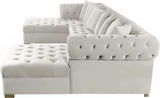 Meridian Furniture - Presley 3 Piece Velvet Sectional In Cream - 698Cream-Sectional