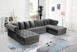 Meridian Furniture - Presley 3 Piece Velvet Sectional In Grey - 698Grey-Sectional