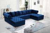 Meridian Furniture - Presley 3 Piece Velvet Sectional In Navy - 698Navy-Sectional