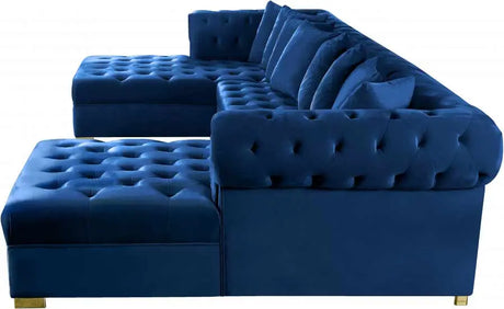 Meridian Furniture - Presley 3 Piece Velvet Sectional In Navy - 698Navy-Sectional