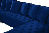 Meridian Furniture - Presley 3 Piece Velvet Sectional In Navy - 698Navy-Sectional