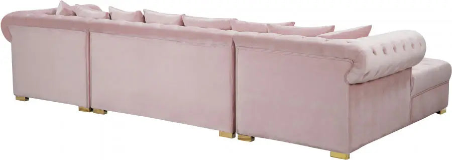 Meridian Furniture - Presley 3 Piece Velvet Sectional In Pink - 698Pink-Sectional