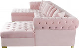 Meridian Furniture - Presley 3 Piece Velvet Sectional In Pink - 698Pink-Sectional