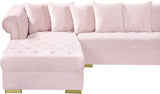 Meridian Furniture - Presley 3 Piece Velvet Sectional In Pink - 698Pink-Sectional