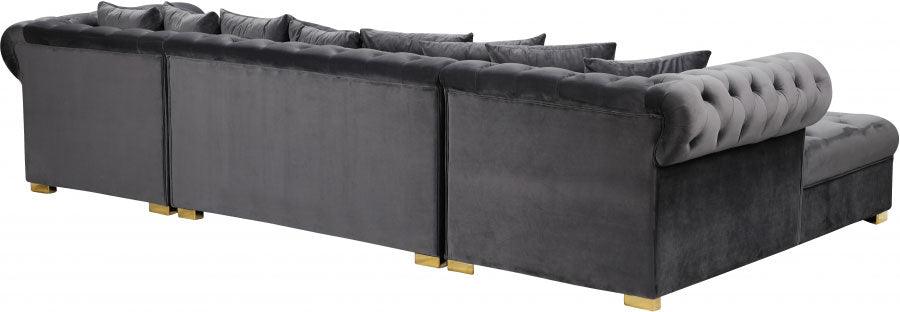 Meridian Furniture - Presley 3 Piece Velvet Sectional In Grey - 698Grey-Sectional - Home Elegance USA