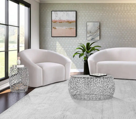 Meridian Furniture - Priya 3 Piece Occasional Table Set In Silver - 224Silver-3Set