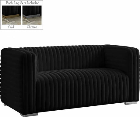 Meridian Furniture - Ravish Velvet Loveseat In Black - 640Black-L