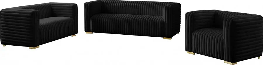 Meridian Furniture - Ravish Velvet Loveseat In Black - 640Black-L