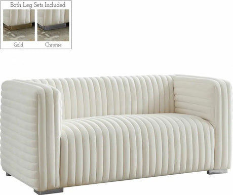 Meridian Furniture - Ravish Velvet Loveseat In Cream - 640Cream-L