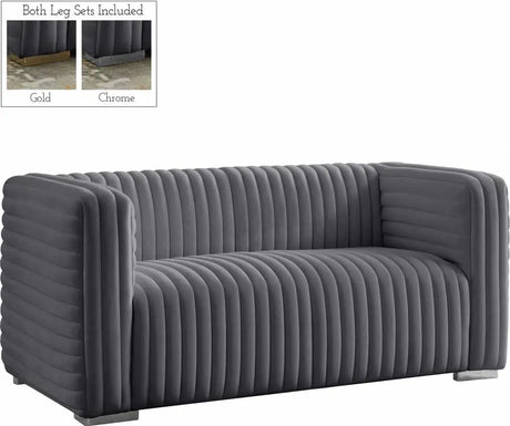 Meridian Furniture - Ravish Velvet Loveseat In Grey - 640Grey-L