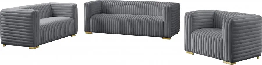 Meridian Furniture - Ravish Velvet Loveseat In Grey - 640Grey-L