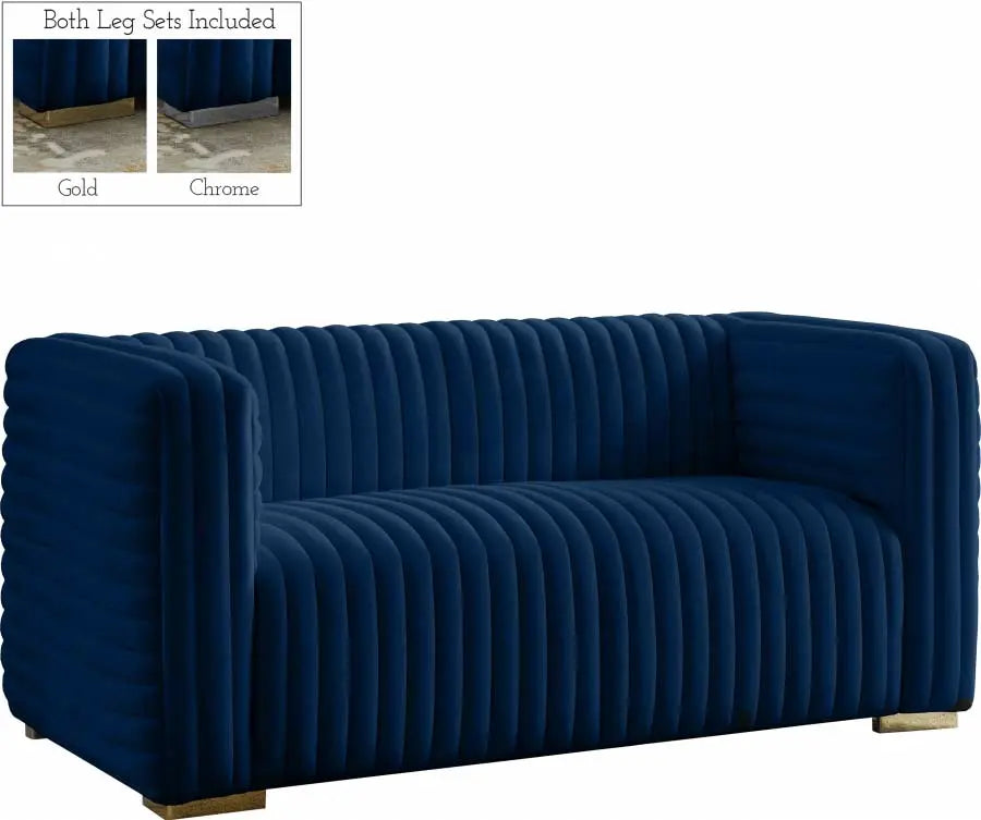 Meridian Furniture - Ravish Velvet Loveseat In Navy - 640Navy-L