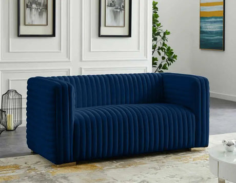 Meridian Furniture - Ravish Velvet Loveseat In Navy - 640Navy-L