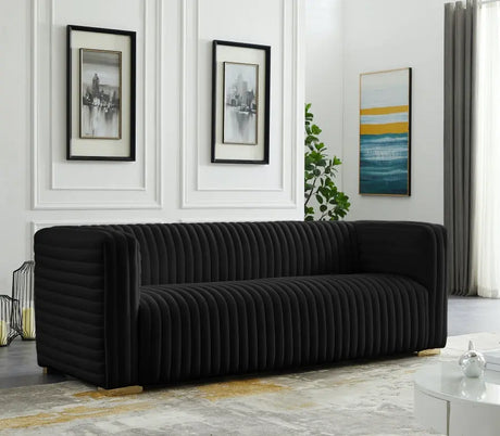 Meridian Furniture - Ravish Velvet Sofa In Black - 640Black-S