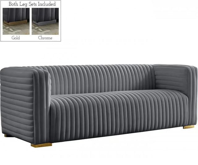 Meridian Furniture - Ravish Velvet Sofa In Grey - 640Grey-S