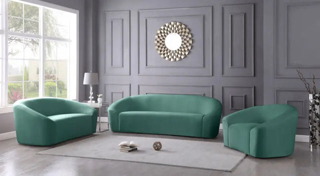 Meridian Furniture - Riley 3 Piece Living Room Set In Mint - 610Mint-S-3Set