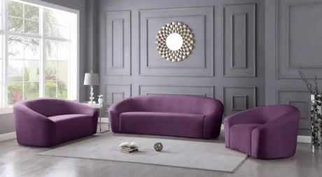 Meridian Furniture - Riley 3 Piece Living Room Set In Purple - 610Purple-S-3Set